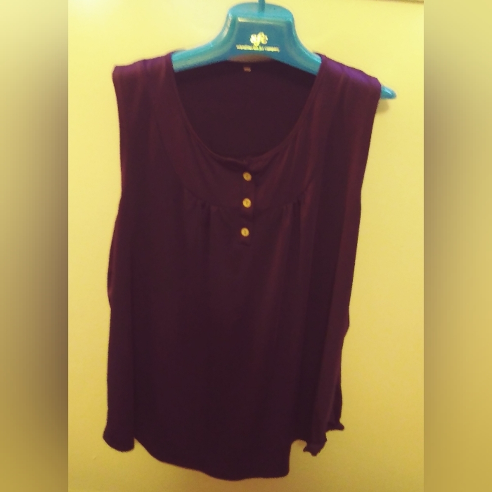 1X purple nylon tank top